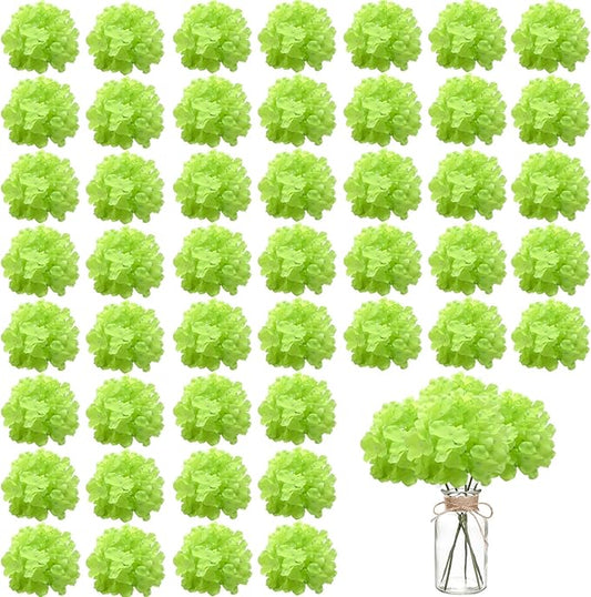 100PCS Artificial Hydrangea Flowers, Fake Flowers Silk Hydrangea Full Flowers Heads with Stems for Wedding Home Party Shop Baby Shower Decor (Green)