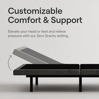 Nectar Luxe King Adjustable Base & 14” Mattress (New Version) - Head & Foot Incline - Medium Firm Memory Foam - Cooling Upgrade - 3 Massage Settings - 365-Night Mattress Trial & Forever Warranty