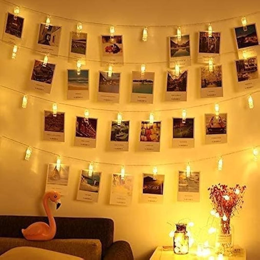 50 LED Photo Clip Fairy Lights LED Twinkle Lights Starry Lights for Home Bedroom Halloween Thanksgiving Christmas Party Wedding Decor - Warm White
