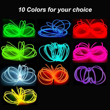 MaxLax EL Wire White, 32.8ft/10m Portable Battery Pack Neon Light Strip 360° Cuttable Glowing Rope Lights for Parties, Halloween, DIY Decoration