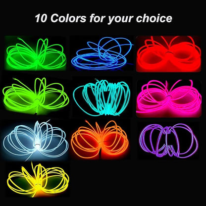 MaxLax EL Wire Purple, 9.8ft/3m Portable Battery Pack Neon Light Strip 360° Cuttable Glowing Rope Lights for Parties, Halloween, DIY Decoration