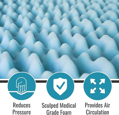 DMI Foam Mattress Topper, Egg Crate Foam Pad, Mattress Pad and Bed Topper for Support, Air Circulation, Pressure Relief and Weight Distribution, Full Size Mattress, 50 x 72 x 2, Blue