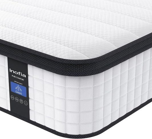 Inofia Twin Size Mattress, 14 inch Hybrid Twin Mattress in A Box,Ultra Comfort Memory Foam Layer, Medium Feels, Cooling Breathable Cover,Low Motion Transfer Supports for Any Sleep Position