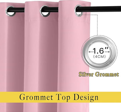 NICETOWN Blackout Sliding Door Curtains 84 inch Length 2 Panels - Thermal Insulated Solid Grommet Room Darkening Window Treatments for Bedroom/French Door (Crystal Pink, 2 Panels, W66 x L84)