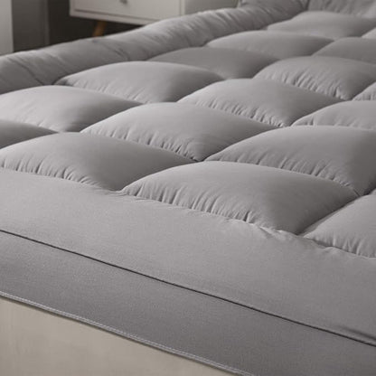Plush Extra Thick Twin XL Mattress Topper, Soft & Cooling Pillow Top Bed Topper for Back Pain with 300TC Cotton Cover, Overfilled Mattress Pad Cover for Back Pain, Fit to 6”-22” Mattress.