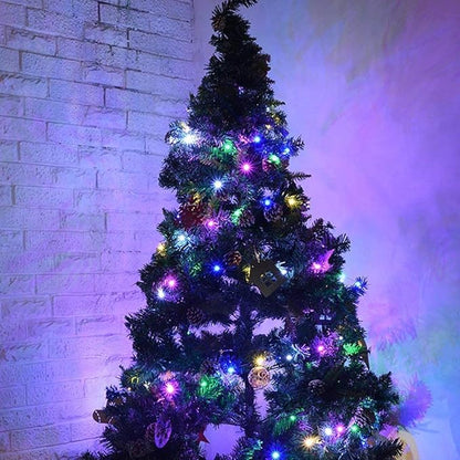 50-Count 8 Modes Christmas Lights with Timer, 18ft Battery Operated String Light Mini Lights Set for Indoor Outdoor Wreath Decor Christmas Tree Thanksgiving Day, Multicolor, 2Pack