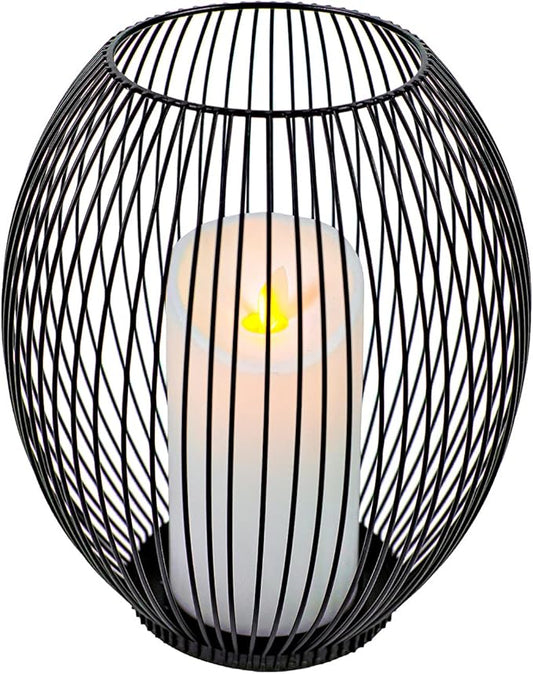 OLEEK Small Outdoor Candle Holders for Patio - Pillar Candle Holder - Black Wire Candle Holder for Table Centerpiece - Iron Lantern Decorative Candles - Farmhouse Decor Fireplace Metal Candle Holders