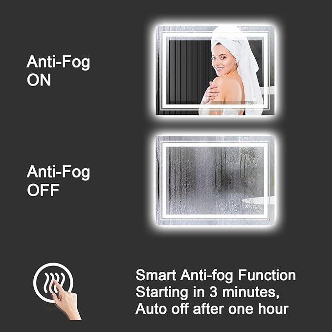 LED Bathroom Mirror, 88"x38" with Front and Backlit, Anti-Fog, Large Bathroom Vanity Mirror for Wall, Memory Function, Stepless Dimmable, Tempered Glass (Horizontal/Vertical)