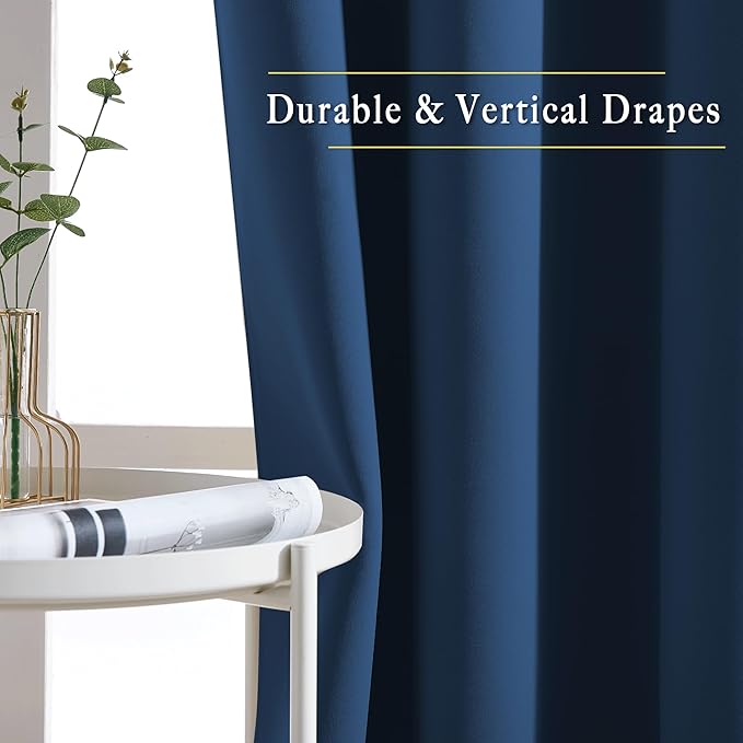 NICETOWN Blackout Curtains and Drapes for Kitchen - Thermal Insulated Solid Grommet Top Blackout Panels/Draperies for Kid's Room (1 Pair, 52 x 54 inches in Moroccan Blue)
