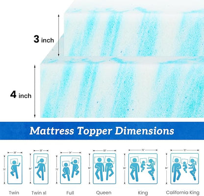 Sweetcrispy Mattress Topper California King, 2 Inch Thick Memory Foam Gel Infused Cooling Toppers Pad for Bed, Sleeper Sofa, RV, Camper, CertiPUR US Certified, Ventilated and Breathable