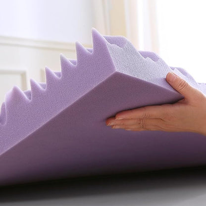 MUXHOMO 3 Inch 7-Zone Queen Mattress Topper, Egg Crate Foam Mattress Topper Queen Size for Back Pain, Lavender Cooling Gel Infused Bed Pad, CertiPUR-US and Oeko-TEX Certification (60"×80")