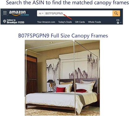 4 Corners Post Pink Canopy Bed Curtain Full Bed for Girls & Adults - 4 Opening Mosquito Net - Princess Bedroom Decoration