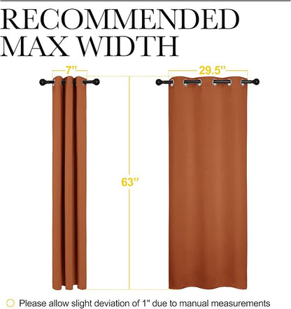 NICETOWN Blackout Curtain Panels for Girls Room, Nursery Essential Thermal Insulated Solid Grommet Top Blackout Drapes (Burnt Orange, 1 Pair, 34 x 63 Inch)