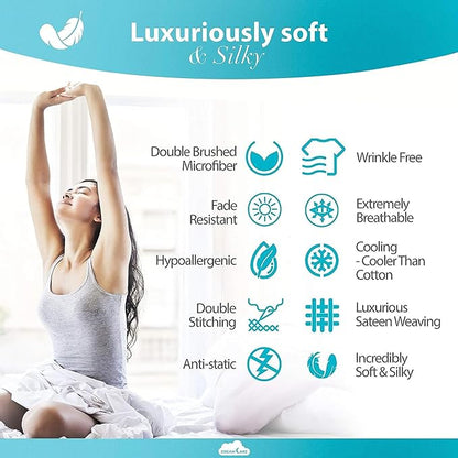 DREAMCARE Full Size Sheets Set - 6 Pcs Deep Pocket Cooling Bed Sheets - Soft, Long Lasting 100% Brushed Microfiber with Side Pocket (Mineral Blue, Full)