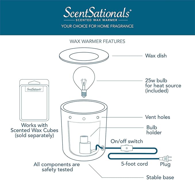 Scentsationals Wax Melt Warmer, Wax Warmer for Scented Wax Melts - Autumn Collection Hattie Leaves - Candle Wax Melter for Fragrance Cubes and Tarts