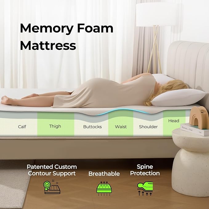 Rolanstar 8 Inch Queen Mattress Gel Memory for Cool Sleep & Pressure Relief, Medium Firm Feel, CertiPUR-US Certified, Mattress in a Box, White