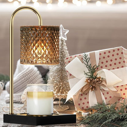 Candle Warmer Lamp with Timer Dimmer, Birthday Gifts for Women Mom, House Warming Gifts, Elegant New Home Decor, Wax Warmer for Jar Candles, Heater Lamp for Scented Wax, Black Glass