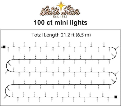 Brite Star 100 Count Mini String Christmas Lights, Red/Clear/Blue - 22 feet Lights with String-to-String Functionality