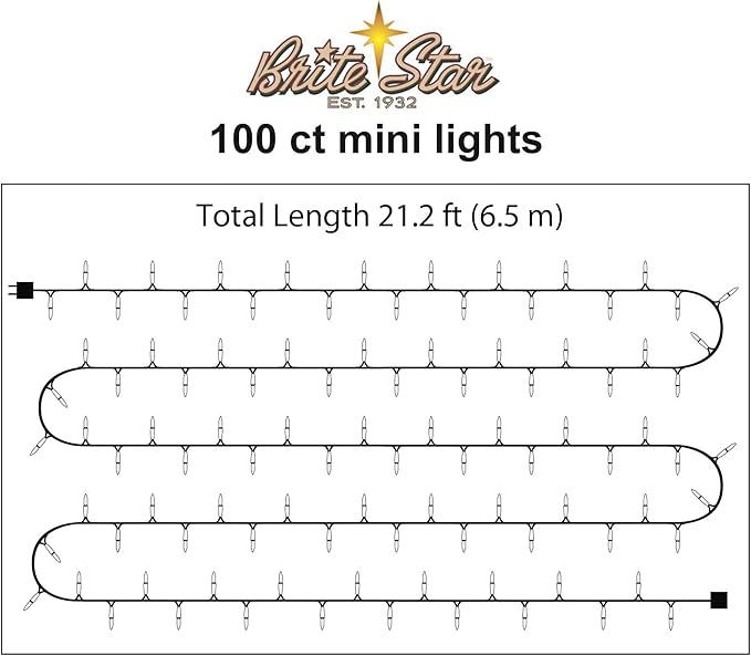 Brite Star 100 Count Mini String Christmas Lights, Purple - 22 feet Indoor/Outdoor Christmas Tree Lights with Green Wire