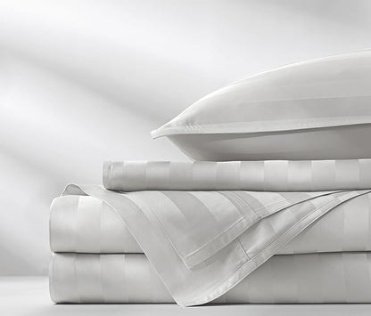 Full Sheets by Pure Bamboo, Genuine 100% Organic Viscose Derived from Bamboo Bed Sheet Set, Luxuriously Soft & Cooling, Double Stitching, Lifetime Quality Promise (Full, Jacquard White)