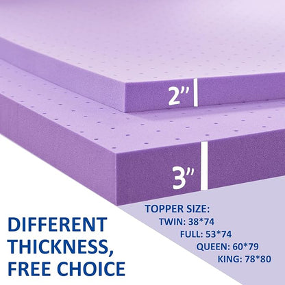 SINWEEK 3 Inch Gel Memory Foam Mattress Topper Ventilated Soft Pressure Relieve Mattress Pad, Breathable Bed Topper, CertiPUR-US Certified, Full Size