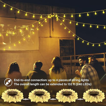 OMIKA Globe Outdoor String Lights Plug in, Connectable 66ft 120LED Crystal Ball Light Waterproof Remote, 24 Colors Decorative Lights for Patio Umbrella Tent Garden Eaves Party Indoor Christmas Décor