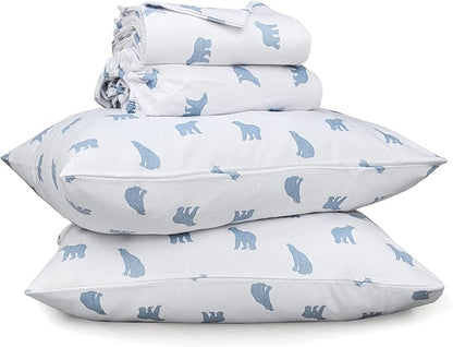 RUVANTI Flannel Sheets California King Size - 100% Cotton Brushed Cal King Bed Sheets Set - Deep Pockets 14 Inches - All Seasons Breathable & Extra Soft - Warm & Cozy, 4 Piece, Happy Cubs
