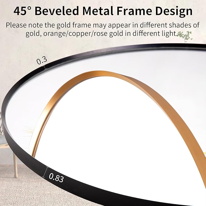 30" Round LED Bathroom Mirror, Wall Mounted Round Backlit Mirror LED Bathroom Vanity Mirror with Lights Fog Free Circle Lighted Mirror with Gold Frame, Smart Light up Mirror 3-Color