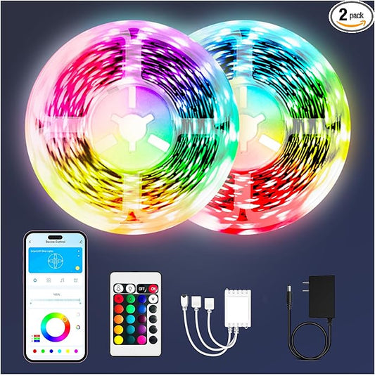 dalattin Bluetooth Led Lights for Bedroom 100ft,Smart Led Strip Lights with App Control Remote Control, RGB LED Light Strips,Music Sync Color Changing Room Decoration Party, (2 Rolls of 50ft)