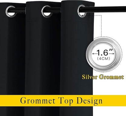 NICETOWN Black Out Curtains 96 inches Long for Living Room, Grommet Thermal Insulated Blackout Window Treatments Room Darkening Drapes for Bedroom, W52 x L96, 2 Panels
