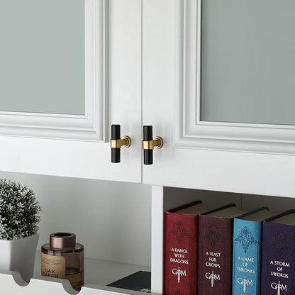 goldenwarm 10 Pack Black and Gold Cabinet Knobs Kitchen Cabinet Knobs for Dresser Drawers Black and Gold Cabinet Pulls Modern Hardware for Cupboard Bathroom,Zinc Alloy Base