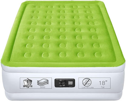 YENING Twin Size Air Mattress with Built in Pump Raised Single Inflatable Bed Blow up Mattressith Camping Airbed 18 Inch Tall