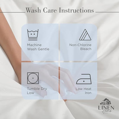 Linen Home 100% Cotton Percale Sheets Queen Size, Baby Blue, Deep Pocket, 4 Pieces Set - 1 Flat, 1 Deep Pocket Fitted Sheet and 2 Pillowcases, Crisp Cool and Strong Bed Linen