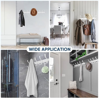 TICONN Wall Mounted Coat Rack, Five Heavy Duty Tri Hooks All Metal Construction for Jacket Coat Hat in Mudroom Entryway (White, 1-Pack)