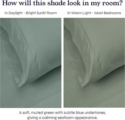 California Design Den Twin XL Sheet Sets - Soft 400 Thread Count Sateen, Natural 100% Cotton Sheets Set with Deep Pockets, Cooling and Durable Bedding - Sage Green