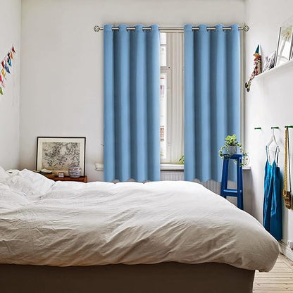 BGment Room Darkening Curtains 63 Inches Long - Grommet Thermal Insulated Drapes Window Treatment Curtains for Bedroom, 2 Panels, 52 x 63 Inch, Sky Blue
