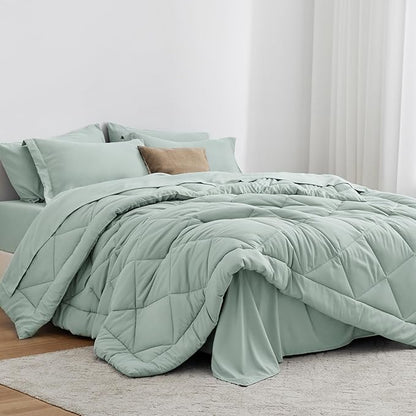 Love's cabin Twin XL Comforter Set Aqua, 5 Pieces Twin XL Bed in a Bag, All Season Bedding Sets with 1 Comforter, 1 Flat Sheet, 1 Fitted Sheet, 1 Pillowcase and 1 Pillow Sham