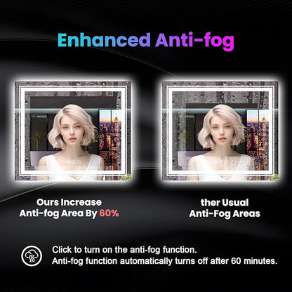 LED Mirror for Bathroom, 55"X30" with 8 RGB Backlit +3 Front Lit (Adjustable Individually), Anti-Fog, Large Lighted Bathroom Vanity Mirror for Wall,Shatterproof,Memory Function,Tempered Glass