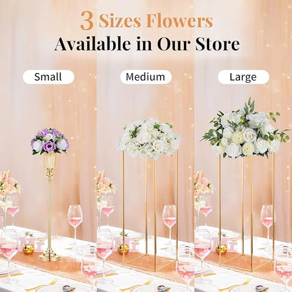 NUPTIO Flower Wedding Centrepieces for Tables - 2 Pcs 9.5in Diameter Lilac & White Artificial Flowers Rose Ball for Centerpieces Table - Fake Rose Arrangements for Weddings Birthday Party Decor