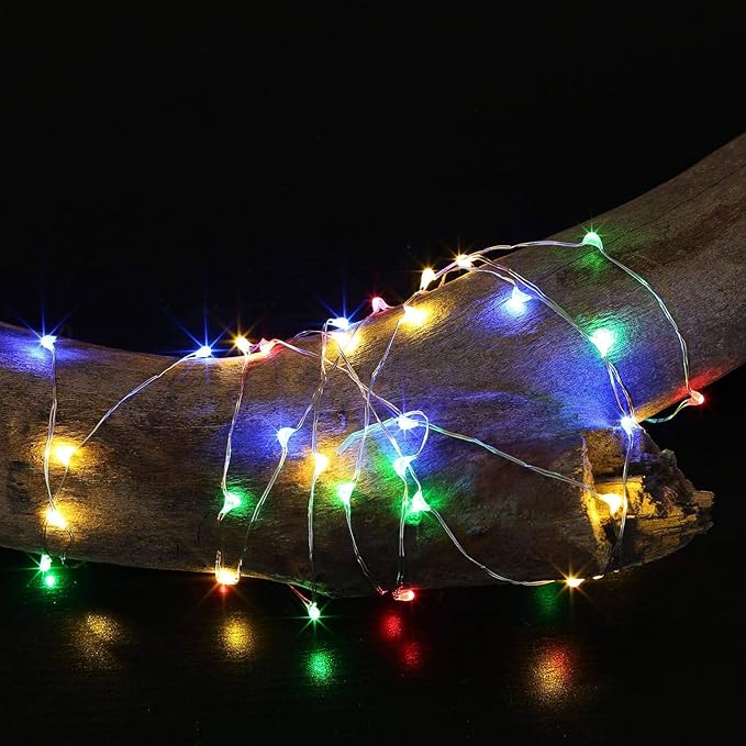 MUMUXI 10ft Multicolor LED String Lights, Battery Powered, Waterproof, for Indoor Outdoor Usage