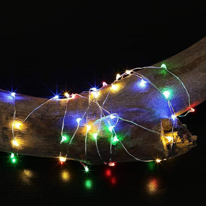 MUMUXI 10ft Multicolor LED String Lights, Battery Powered, Waterproof, for Indoor Outdoor Usage