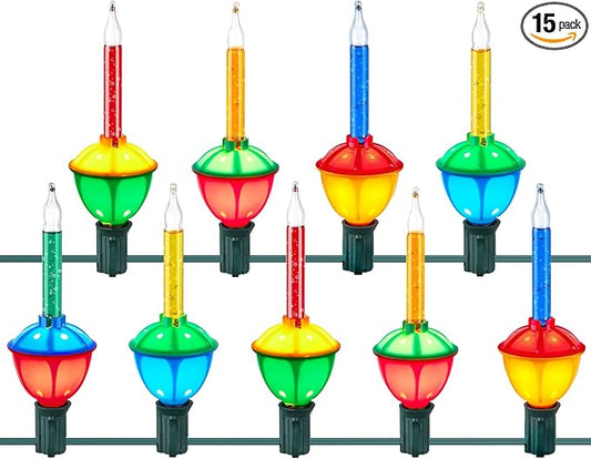 Christmas Bubble String Lights - 15 Counts Christmas Lights Bulb, Traditional Multicolor Bubble Decorative Lights for Holiday Christmas Celebrations Lighting, Warm White