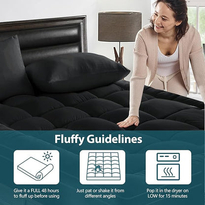 CYMULA Mattress Topper Twin Size - Soft Cooling Mattress Pad for College Dorm Room Essentials - Extra Thick Twin Protector Cover for Back Pain, Single Bed Topper Pillow Top with 8''-21'' Deep Pocket