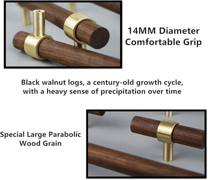 Drawer 5.51"/140mm Pulls Brass Walnut Kitchen Wardrobe Cabinet Hardware Pull Handle with Screw,40Pcs