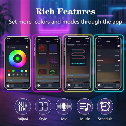 50Ft Neon Rope Lights,Flexible Led Rope Lights Control with App/Remote,Multiple Modes Rope Lights,IP67 Outdoor Waterproof,Music Sync Light Strip for Bedroom
