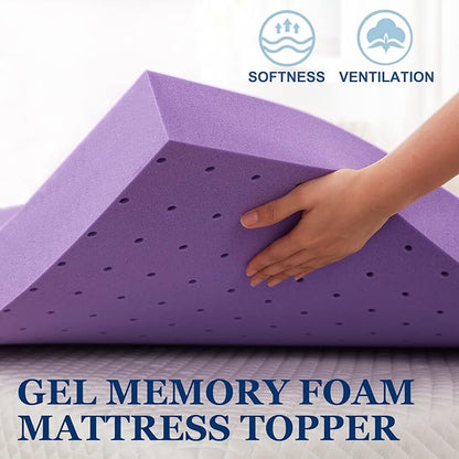 SINWEEK 3 Inch Gel Memory Foam Mattress Topper Ventilated Soft Pressure Relieve Mattress Pad, Breathable Bed Topper, CertiPUR-US Certified, California King Size