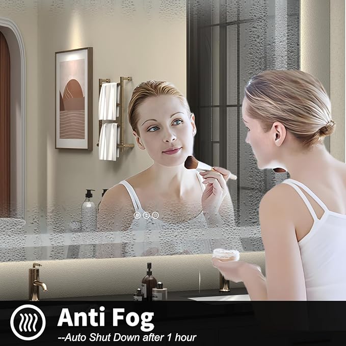 57x 36 LED Lighted Bathroom Mirror, Dimmable Vanity Mirror with Lights, Anti-Fog, ETL Listed (Backlit and Front Lighted)