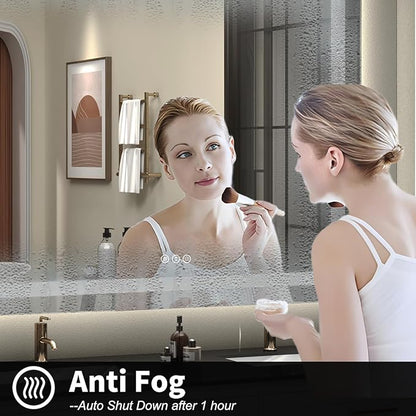 LED Bathroom Mirror for Wall 60x38, Large Lighted Vanity Mirror with Lights, Dimmable, Anti-Fog, Shatter-Proof, ETL Listed (Front + Backlit)