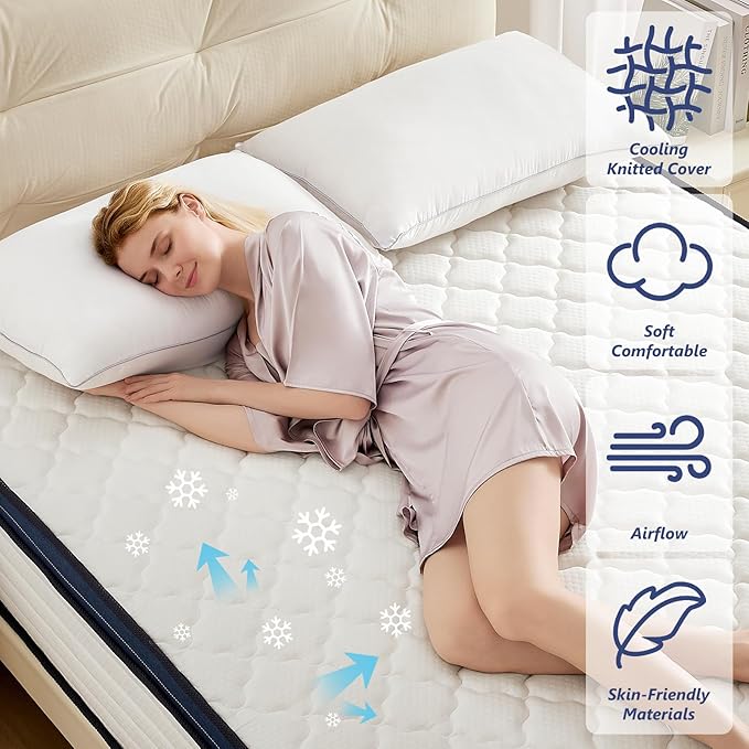 Twin Mattress 10 Inch Twin Size Mattresses - Memory Foam & Pocket Coils Springs, Pressure Relief, Medium Firm Comfort, Motion Isolation, Ideal for All Sleep Positions, CertiPUR-US Certified