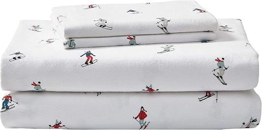 Eddie Bauer - Full Sheets, Cotton Flannel Bedding Set, Brushed for Extra Softness, Cozy Home Decor (Ski Slope, Full)